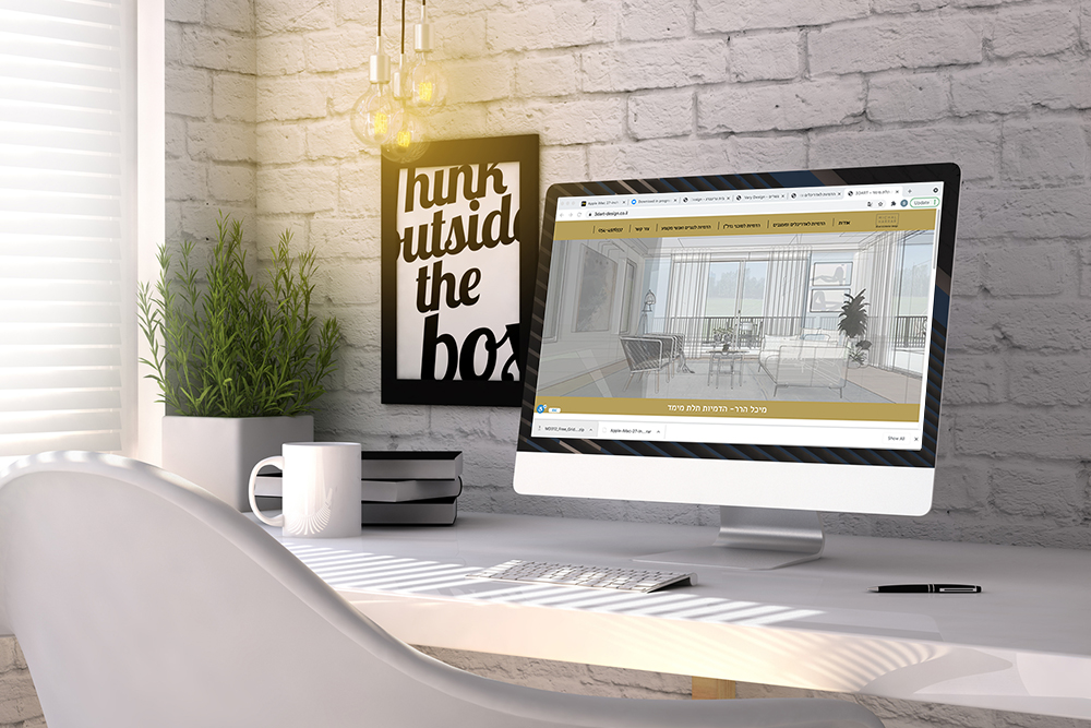 Stylish workplace with computer with Inbound marketing concept o